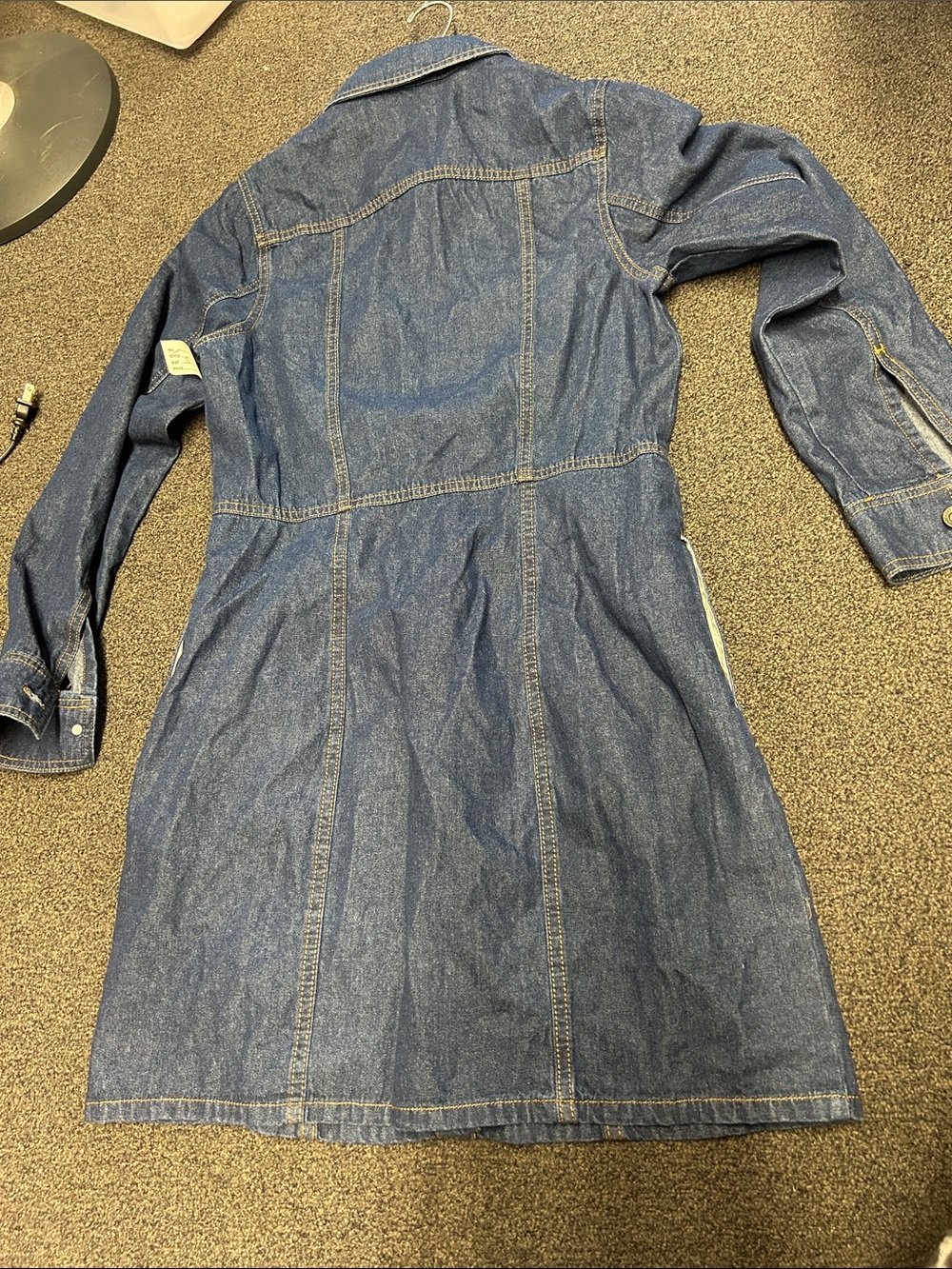 FRYE Women's Dark Blue Denim long sleeved Button-Down Front Jacket Dress #2bag - Picture 3 of 5